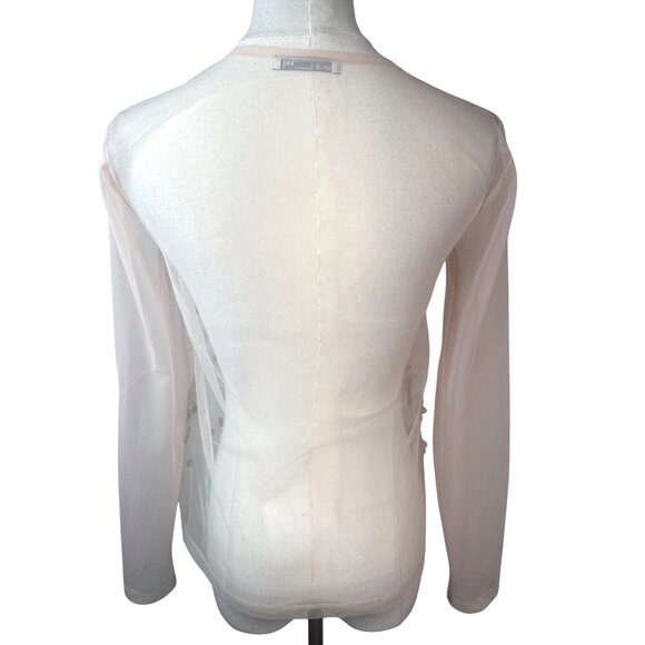 ZARA Sheer Mesh Small Floral Embroidered Long Sleeve Lightweight Dainty - Picture 9 of 14